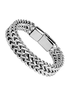 Hip Hop Reversible Stainless Steel Bracelet for Men, Minimalist Bold Punk Design, High-End Polished Finish, Hypoallergenic & Tarnish-Resistant, Perfect for Streetwear & Daily Wear, Premium Statement Jewelry