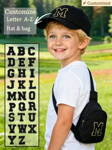 Two-Piece Baseball Cap and Waist Bag Set, Customizable A-Z Letters, Adjustable Sun Hat and Crossbody Bag, Fashion Accessory for Kids 3-8 Years, Toddler Ball Cap