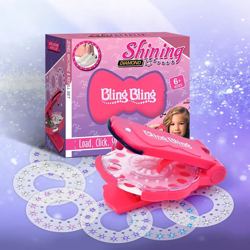 Hair Diamond Stitching Machine Set Reusable Gem Stamper with 12 Diamond Stickers