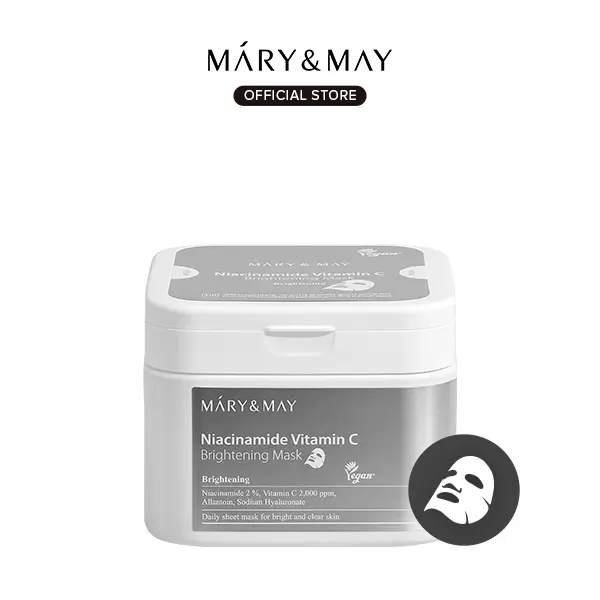 [Mary&May Official] Mary&May Niacinamide Vitamin C Brightening Mask 30 Sheets - Hydrating & Anti-Dark Spot Formula for Sensitive Skin - Eco-Friendly Bamboo Material - Daily Sheet Masks for Radiant Complexion