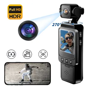 HD Vlog Camera, Action Camera, 270° Rotating Lens, 6x Zoom, Infrared Night Vision & Motion Detection, 1080P Loop Recording, Wireless WiFi Wearable Camera for Outdoor Sports, Skiing, Cycling, Hiking, with Clip for Use as Police Camera