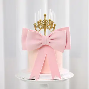 Bowknot Design Cake Topper, 1 Count Lovely Cake Decoration, Cake Decoration Supplies for Birthday Party Wedding Baby Shower, Ornaments