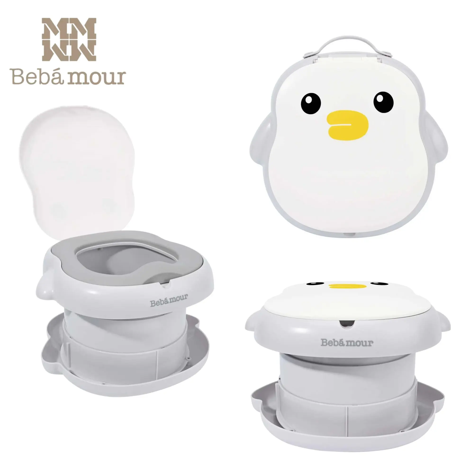 Bebamour Plastic Potty Trainer Toddler - Baby Porta Potty, Portable Commode Chair for 0-3 Years, Foldable Design, Quick Manual Clean, Safety-Certified Material, Liners Included, Unisex