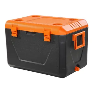 VEVOR Portable Cooler, 63 QT Hard Cooler with Ice Retention, Heavy-Duty Handles and Cup Holder, Lightweight Rigid Material Insulated Portable Cooler, Suitable for Family Picnics and Long Trips