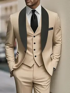 Men'S 3pcs Suit Set, Including a Blazer, Vest, And Trousers, Perfect for Groomsmen, Stylish And Elegant, High-Quality for Weddings, Business Events, And Parties