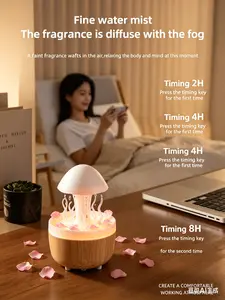 3.0 Jellyfish Raindrop Aroma Diffuser Humidifier, 3-in-1 Cool Mist Humidifier with LED Mood Light, Ultra Quiet Essential Oil Diffuser for Bedroom, Home, Office, Desk Decor