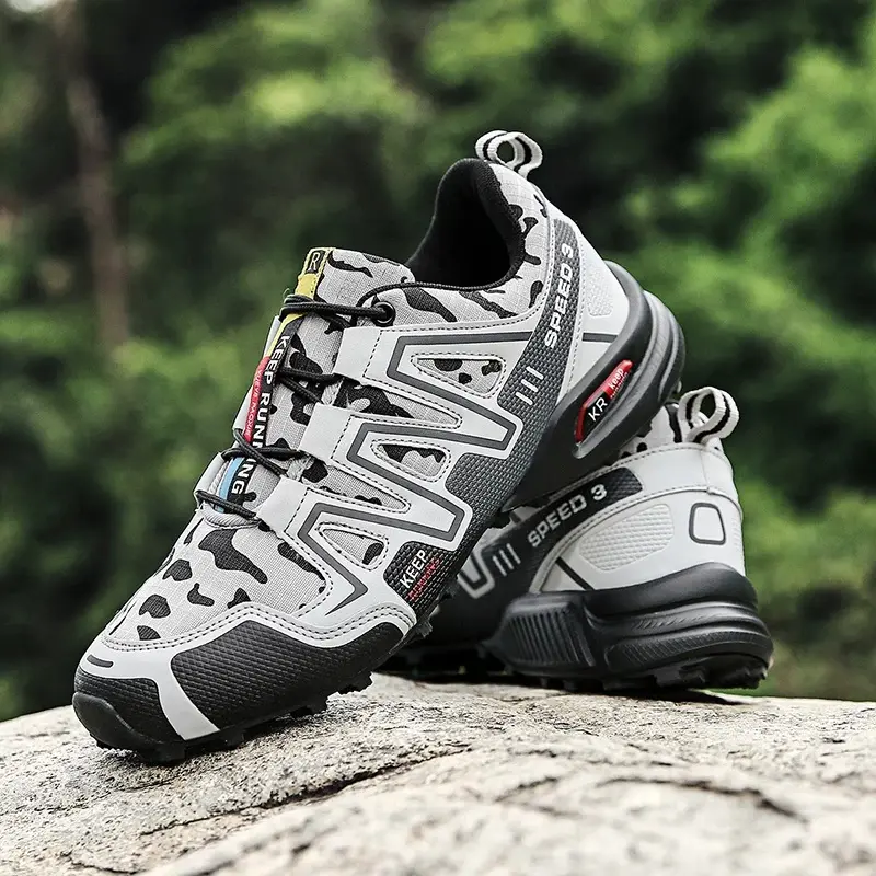 Men's Women's Camo Waterproof Trail Running Shoes - Durable Outdoor Trekking Sneakers with Rain-Mud Shield, Lightweight Breathable Non-Slip Trekking Camping Hiking Mountain Climbing Footwear