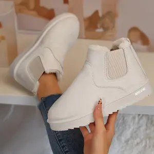 Women's Short Plush Lined Snow Boots Winter Warm Round Toe Anti-Slip Soles Indoor/Outdoor Shoes