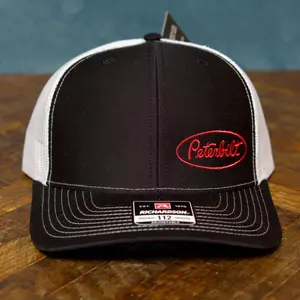 NEW - Peterbilt Richardson 112 Black/White Trucker Cap Hat Snapback Embroidered