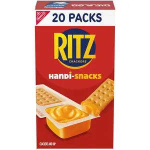 RITZ Handi-Snacks Crackers 'N Cheesy Dip Snack Packs 20 Individually Packaged 0.95 oz Salted Crackers with Real Cheese Dip 100 Calories Each