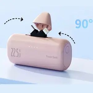 5000mAh 2-in-1 Portable Charger, Ultra-Compact Battery Pack Travel Portable Phone Charger with Type-C and Lightning Connectors Compatible with iPhone and Android Phones Travel Charger