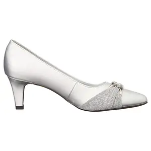 Easy Street Womens Electa Glitter Pointed Toe Pumps Dress Casual Mid Heel 2-3" - Silver