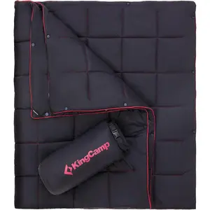 KingCamp Ultralight Wearable Camping Blanket – Packable Down Alternative Puffy Quilt, Weatherproof Warm Blanket for Outdoor Hiking, Travel, Picnic, Stadium, Black (69"L x 53"W)