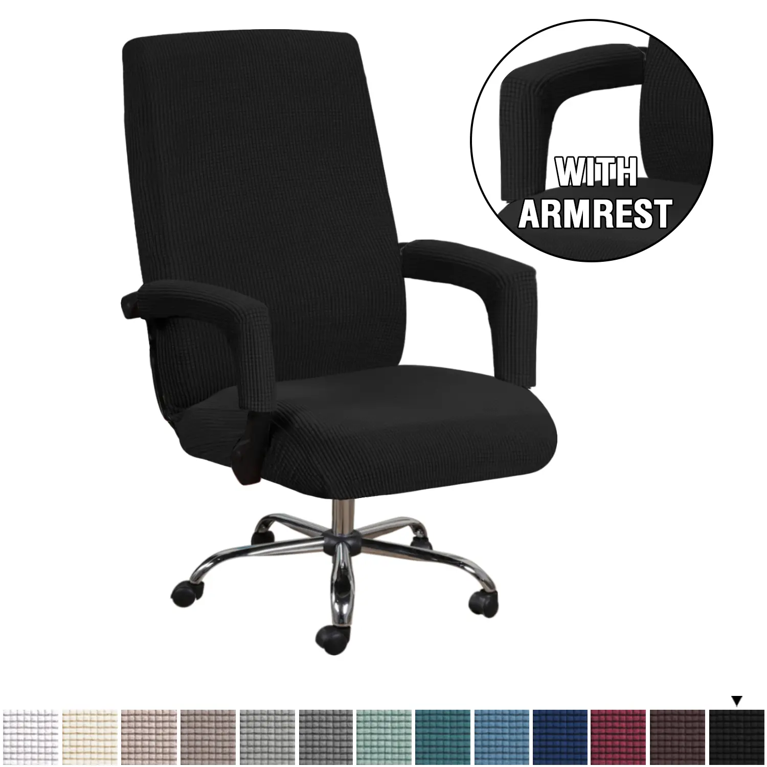 Stretchable Office Chair Covers with Armrest Covers, Universal Stretch Computer Desk Chair Covers, Removable Washable Anti-Dust