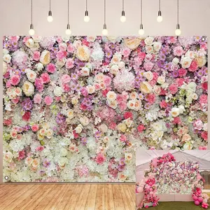 Pink Flower Birthday Backdrop for Women Pink Floral Happy Birthday Photography Wedding Background Hello Spring Rose Flower Photo Backdrop Party Decor,Pink Flowers Backdrops
