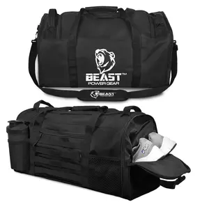 Gym Duffle Bag- Workout, Boxing, MMA, Sports Bag with Shoes Compartment and Adjustable Shoulder Strap for Men and Women