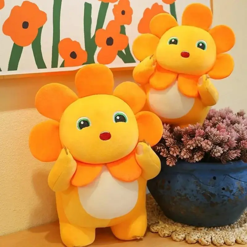 Unisex Sunflower-Patterned Plush Dinosaur Toy - Cartoon Smiling Stuffed Animal, Soft Sofa Pillow, Room Decor for Kids, Kids' Birthday Gift, 3 - 4 Years