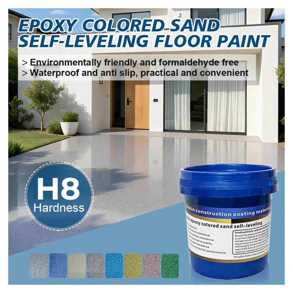 Concrete Floor Epoxy Colored Sand Paint - Durable, Waterproof, Stain-Resistant, Easy-to-Clean Coating for Laundry Rooms, Patio, Basement, Glossy