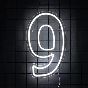 Number 9 Neon Sign Birthday Led Sign Number Nine Light Up USB Powered Big Number Sign Light Up Neon Signs for Birthday Night Light Party Anniversary Wedding Christmas Home Bar Decor Led Neon Lights Home Decoration Lamp
