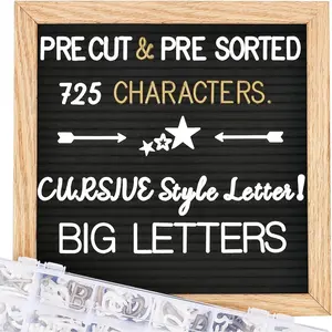 Felt Letter Board with Letters, Pre Cut & Sorted 725 Letters,  of School Board,  Announcement Sign,  Announcement, Custom Signs &  Stand, 10x10in Message Board, Classroom Decor Sign Board