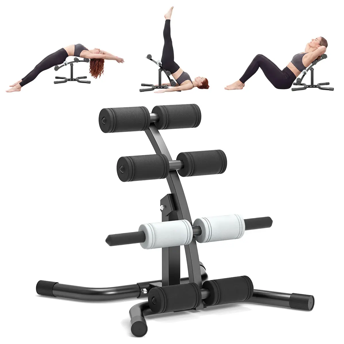 RELIFE REBUILD YOUR LIFE Mini Inversion Table, Unisex Abdominal Training Equipment for Home Gym, Compact Steel Frame Back & Glute Trainer with Foam Rollers, 300 LBS