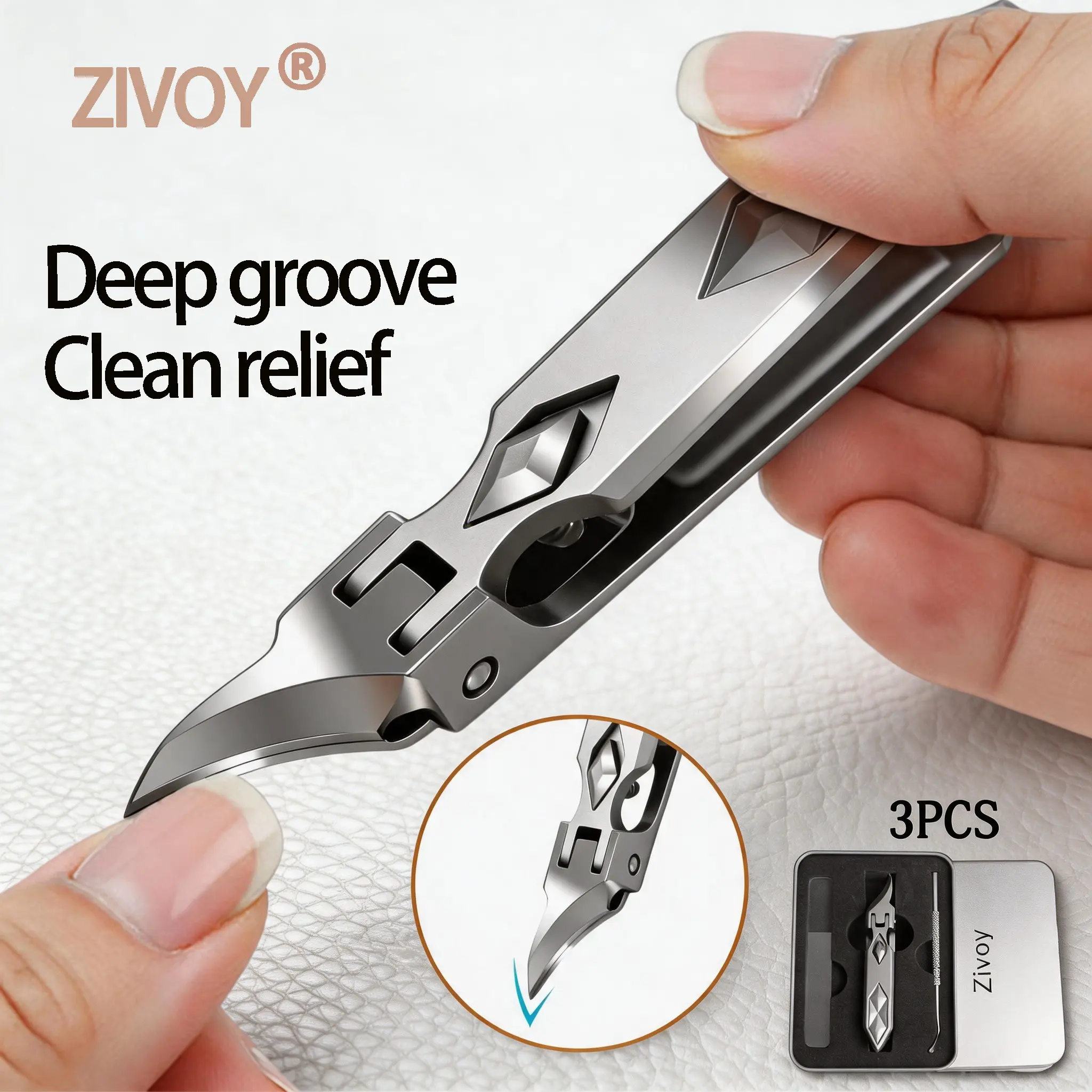 Zivoy Long-Handle Nail Clipper – Pointed Tip, Wide-Angle Cutting Edge, All-Metal Build with Locking Mechanism. Professional-Grade for Ingrown and Thick Nails, Suitable for Both Hands and Feet, Unisex Design – A Home Essential for Complete Nail Care.