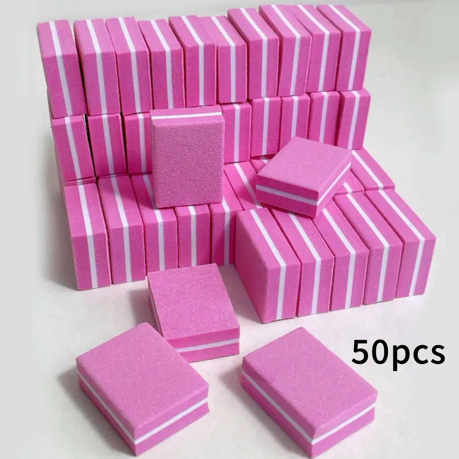 Nail Buffers (50 Pack), Mini Buffer Block Nail File for Acrylic Nails and Natural Nails, 100/180 Grit Sanding Pads Nail Buffer Block Bulk Buffing Blocks Buffer Polishing Tools for Nail Buff Professional Manicure File Blocks Set Pink