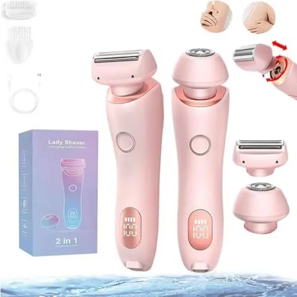 Painless Electric Shaver for Women, IPX7 Waterproof Wet & Dry Hair Remover for Face & Body, Compact Rechargeable Cordless Body Trimmer