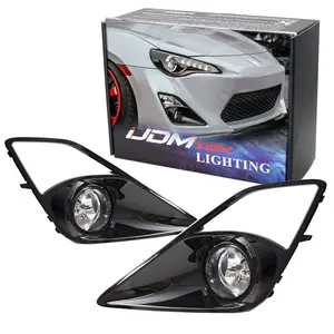 iJDMTOY Complete Set JDM Style Clear Lens Fog Light Kit w/Fog Lamps, Switch, Gloss Black Bezels For 2013-2016 Scion FR-S