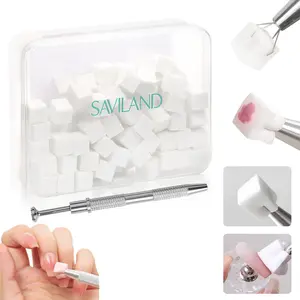 SAVILAND 100PCS Nail Sponges for Ombre Nail Art Sponges with Storage Box Grabbing Pen Ombre Nail Sponge Gradient Nail Tools Aura Nails Ombre Nail Brush Accessories Supplies Home DIY Nail Art Salon Manicure