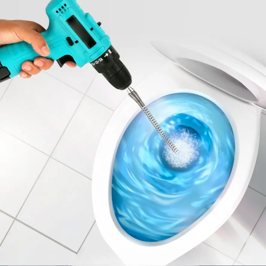 5 Meter/196.85 Inch Drain Snake, Integrated Head Pipe Cleaning Tool, Spring Design, Spring Mechanism for Toilet and Floor Drains, Hardware Tools