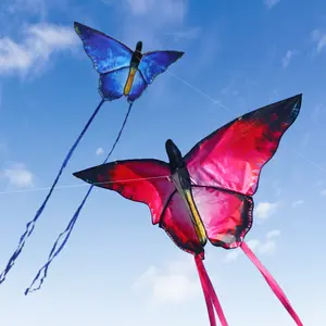 Beautiful Easy to Fly butterfly kites Pack Red Crystal Butterfly kites With 100m kite string Children adults Professional Hawk Flying kites Scarer factory outdoor Toys