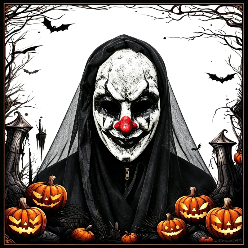 Adults' One Size Solid Plastic Horror Clown Mask - Scary Joker Mask for Halloween, Haunted House, Cosplay Parties, Party