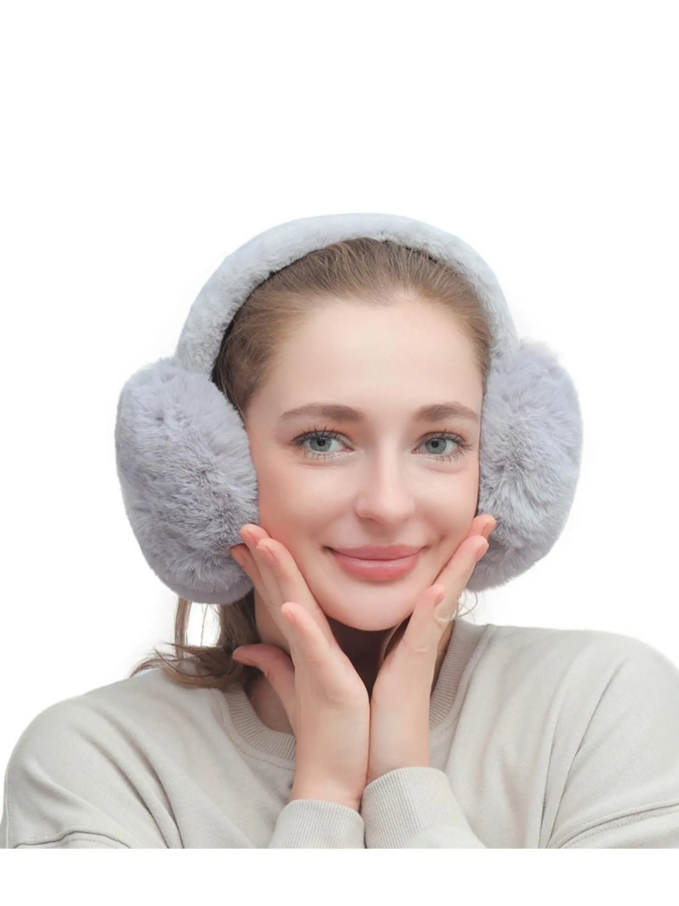 Winter Fuzzy Ear Muffs Warm Ears Anti-freeze Cute for Girls Foldable Ear Warmers Fluffy Ear Protectors Windproof Ear Covers Ear Defender