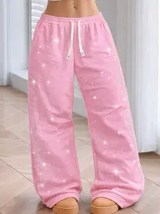 Unisex Rhinestone Straight Pants, Casual Fashion Trousers, Casual Loose-Fitting, Perfect for Dating, Holidays, Parties, Streetwear, Y2K Style, Fashion, All Seasons, Womenswear