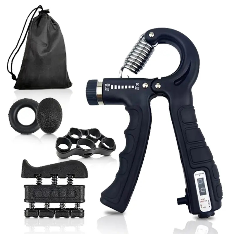 Grip Strengthener Workout Kit (5 Pack) Forearm Grip Adjustable Resistance Hand Gripper, Finger Exerciser, Finger Stretcher, Grip Ring & Stress Relief Grip Ball for Athletes Equipment