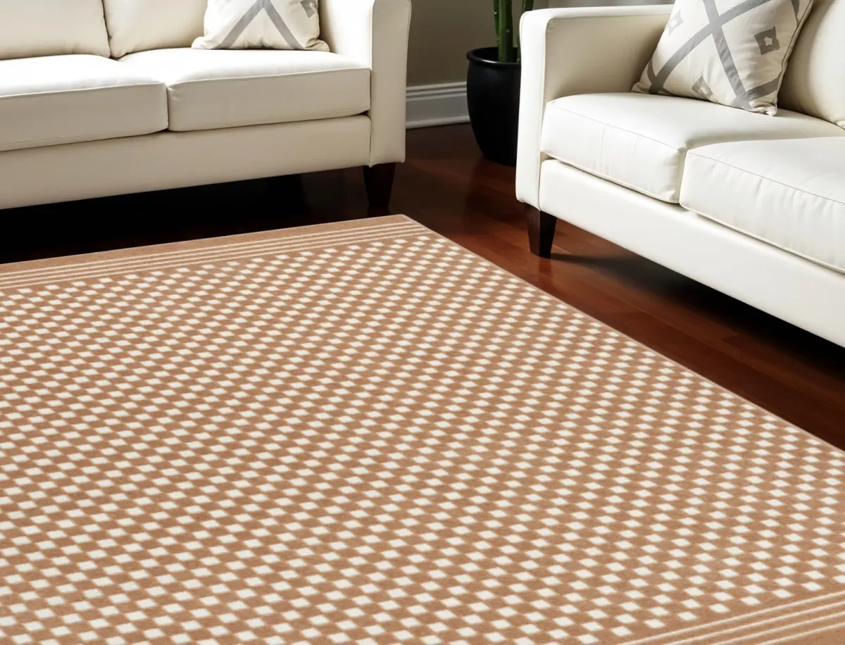 212 MAIN 5x7 ft. Modern Machine Woven Geometric Rectangular Area Rug, Brown Low Pile Polypropylene Decorative Area Rug, for Living Rooms, Polypropylene Area Rugs