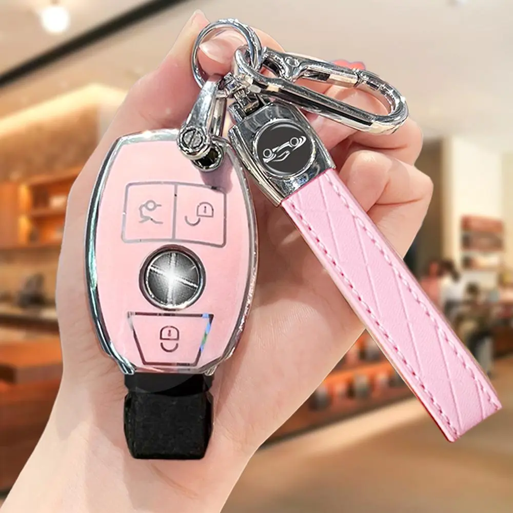 Car Key Case, Car Key Accessory, Soft TPU Car Key Cover, Smart Remote Key Protector, Compatible with Mercedes Benz CLS CLK AMG GLC GLE GLS ML SL SLK, Key Fob Protector, Car Accessories