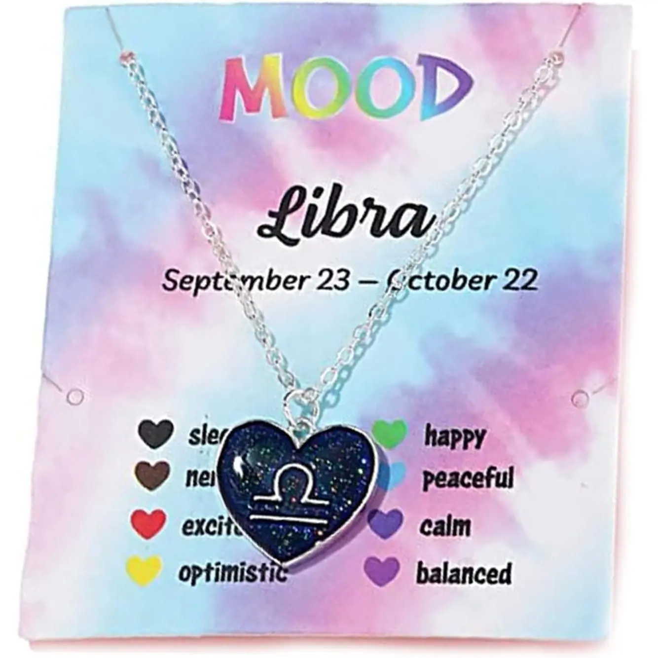 Zodiac Heart Necklace for Women Men, Enamel Color Changing Mood Pendant, Adjustable 15.7+2.76in Chain, Gift-Ready Birthday Horoscope Jewelry, Extendable, 15.7Inch+2.76Inch Extension Chain, A Aries, B Taurus, F Virgo, Unisex Names