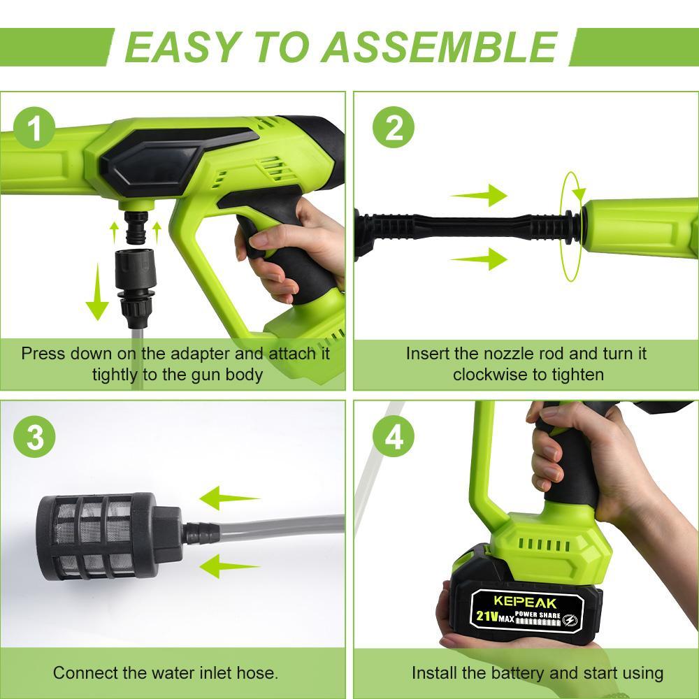 Cordless Pressure Washer, 21V Portable Electric Power Washer with 200W Motor, 13000mAh Battery, 6-in-1 Nozzle, Foam Cannon & 5M Hose, High-Pressure Cleaning Gun for Car,for Valentine’s Day Gift