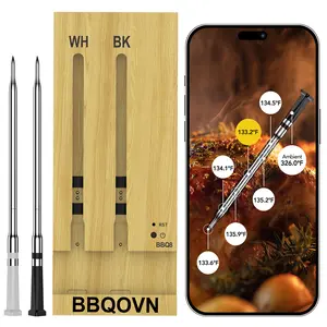 WiFi Sub-1g Wireless Meat Thermometer Durable Standalone Base with 7 NIST Certified Sensors Ambient Temp & 2 Probes for Kitchen BBQ Grill Oven Smoker Air Fryer Cooking Gifts | BBQ8