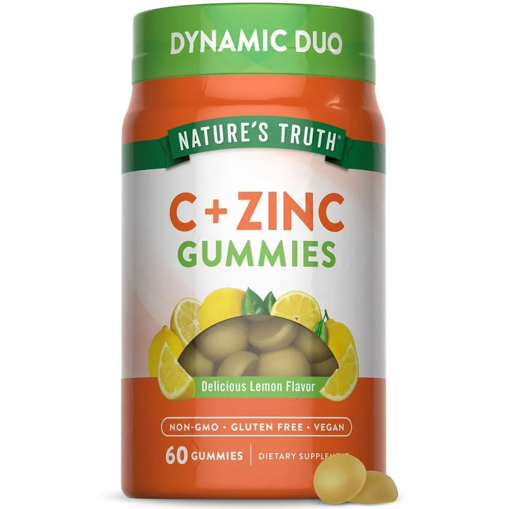 Nature's Truth Vitamin C with Zinc - 60 Gummies - Lemon Flavor - Vegan, Non GMO & Gluten Free Supplement Nature's Truth Vitamin C with Zinc - 60 Gummies - Lemon Flavor - Vegan, Non GMO & Gluten Free Supplement