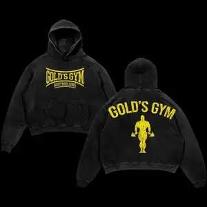 Gold’s Gym Bodybuilding Hoodie – Oversized Pump Cover Vintage Washed, Muscle Training Streetwear Unisex