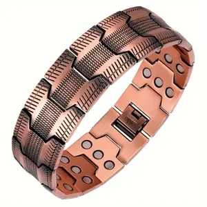 Men's copper bracelet, magnetic bracelet, anti-static bracelet, with 3 rows of 3500 Gauss neodymium magnets, adjustable length, Christmas men's jewelry gift, Christmas gift magnetic bracelet, Father's Day, birthday gift-Christmas & Halloween Gifts