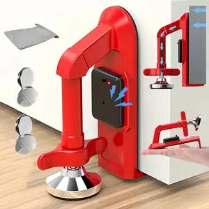 Portable Alarm Door Stopper - 80dB Anti-Theft Security Alarm Door Stoppers for Bottom of Door, Adjustable and Easy to Install for Home, Office, and Travel, Door Security Devices (Red)