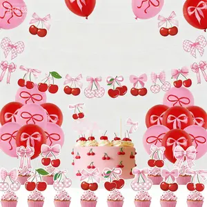 Fruit Party Decorations, Summer Cherry Theme Banner, Reusable Cake Topper Balloons, Baby Shower Wedding Bridal Supplies, Latex Balloons for Birthday Party Decor