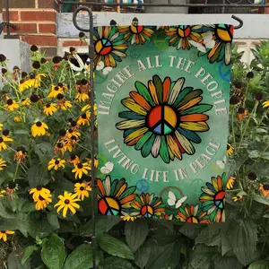 Imagine All The People Living Life In Peace Flag, Peace Sign Garden Flag, Social Justice Flag, Human Kind Flag, Choose Kind Flag,UMO68