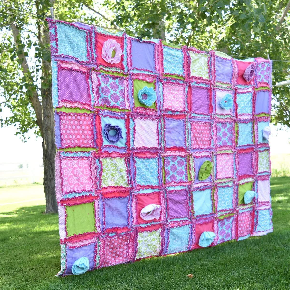 Pink Girl Rag Quilt for Sale