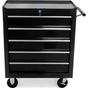 Heavy-Duty 26-Inch 5-Drawer Rolling Tool Chest - Metal Toolbox Organizer with Locking System, Lockable Wheels, Adjustable Shelf - Portable Tool Storage Cabinet for Garage or Workshop