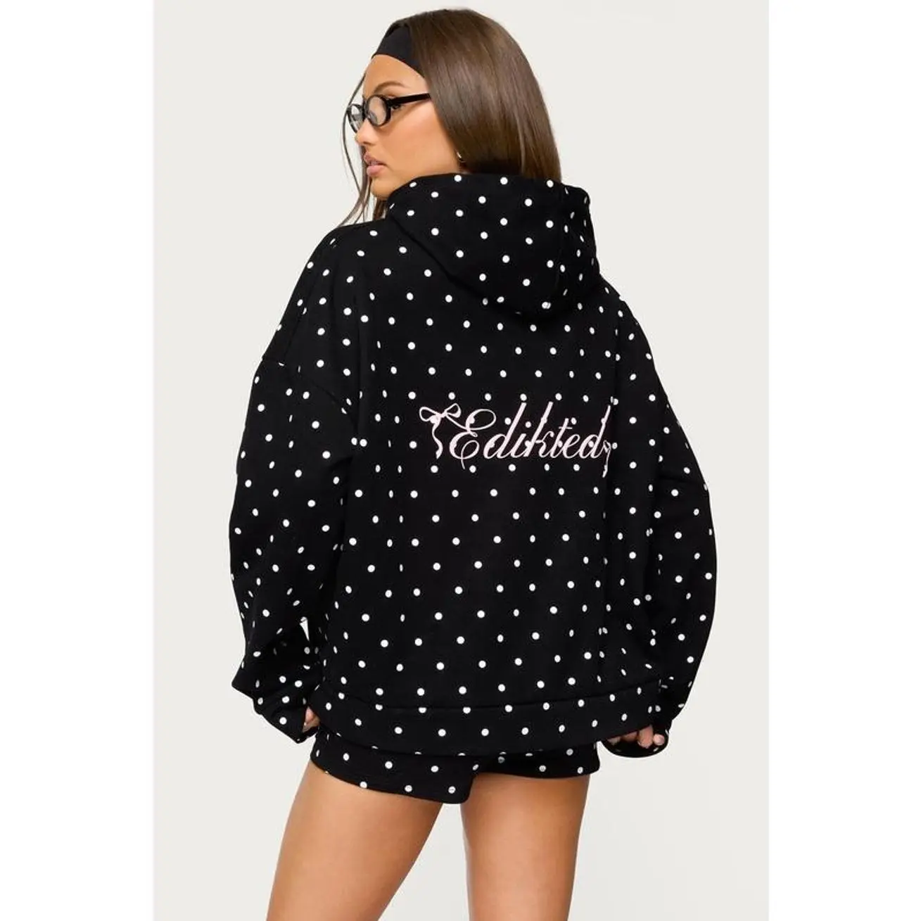 EDIKTED Chelsie Polka Dot Hoodie